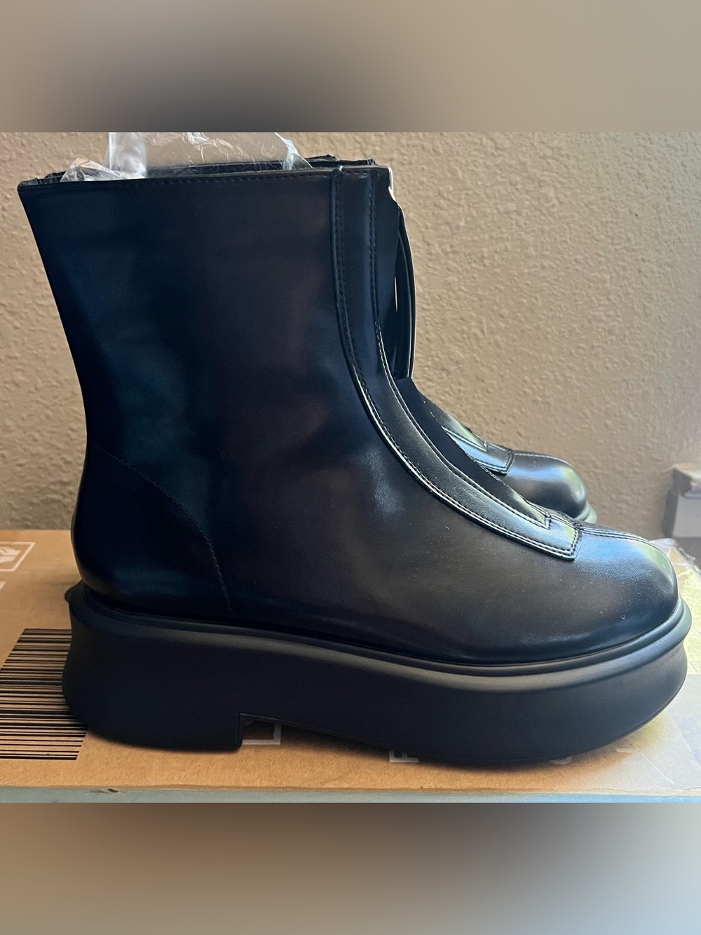 Women’s Black Faux Leather Platform Boots